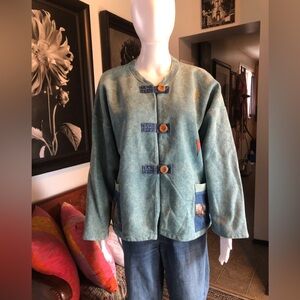 Women’s Teal Hand Painted Chore Jacket